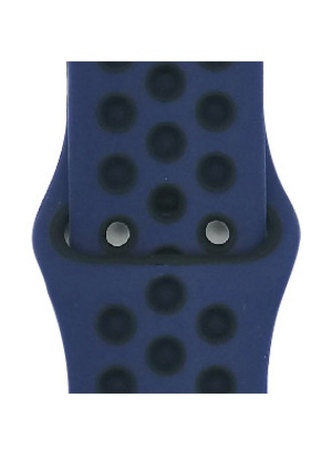 Generic - Suitable For Apple Two-color Silicone Nike Strap Nike Hole Apple Iwatch Breathable Sports Watch Strap-Color:12 Midnight Blue + Black-Specifications:38/40/41mm-L - Image 1