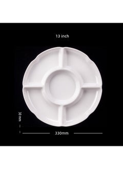 NIBEMINENT Melamine grid plate restaurant household white plastic multi-grid plate five-grid candy snack fruit melon seed plate wholesaleG36005-13-inch five grid plate G36005-13-inch five grid plate 