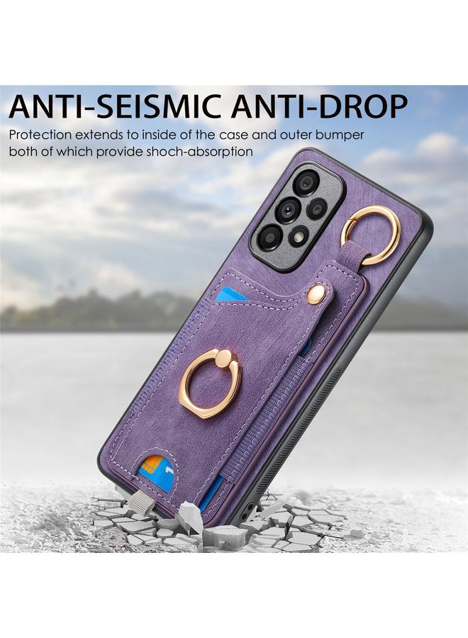 اس-توب جراب لهاتف Samsung Galaxy A14 4G/5G بتصميم كلاسيكي مع حلقة تعليق وحقيبة بطاقات - Image 4