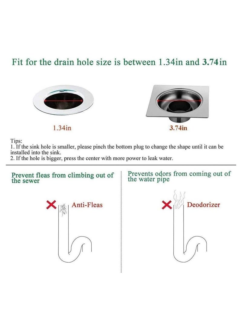 XiuWoo Hair Catcher Durable Silicone Stopper Shower Drain Covers Easy to Install and Clean Suit for Bathroom Bathtub Kitchen 5 Pack Floor Laundry - Image 3