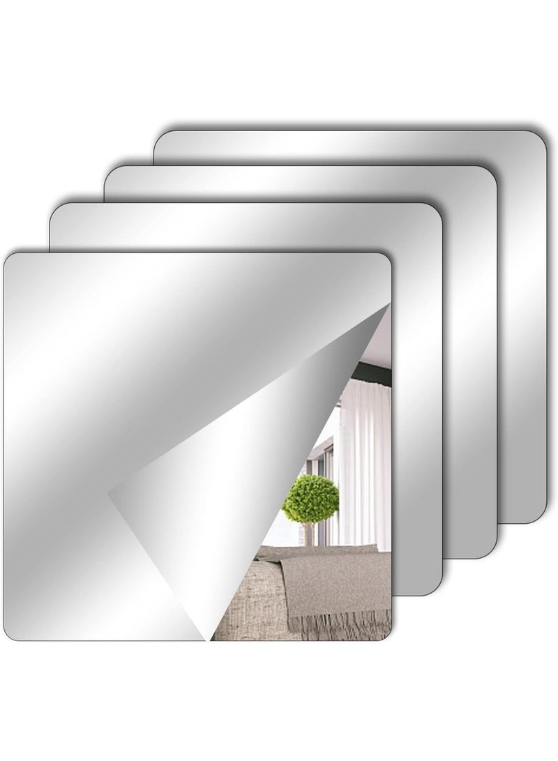 jaexest Pack of 4 Self-Adhesive Acrylic Mirror Stickers – 15x15 cm Shatterproof Flexible Mirror Tiles for Wall, Door, Wardrobe & Bathroom | Peel & Stick HD Mirror Decals for Home, School, Living Room & Bedroom Decor - Image 1