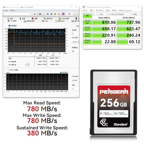 Pergear Upgraded 256GB CFexpress Type A Memory Card Up to 780MBs Read Speed 780MBs Write Speed for 4K 120P8K 30P Recording for Sony Alpha FX Cameras 2Pack Upgraded Version VPG200 - Image 3