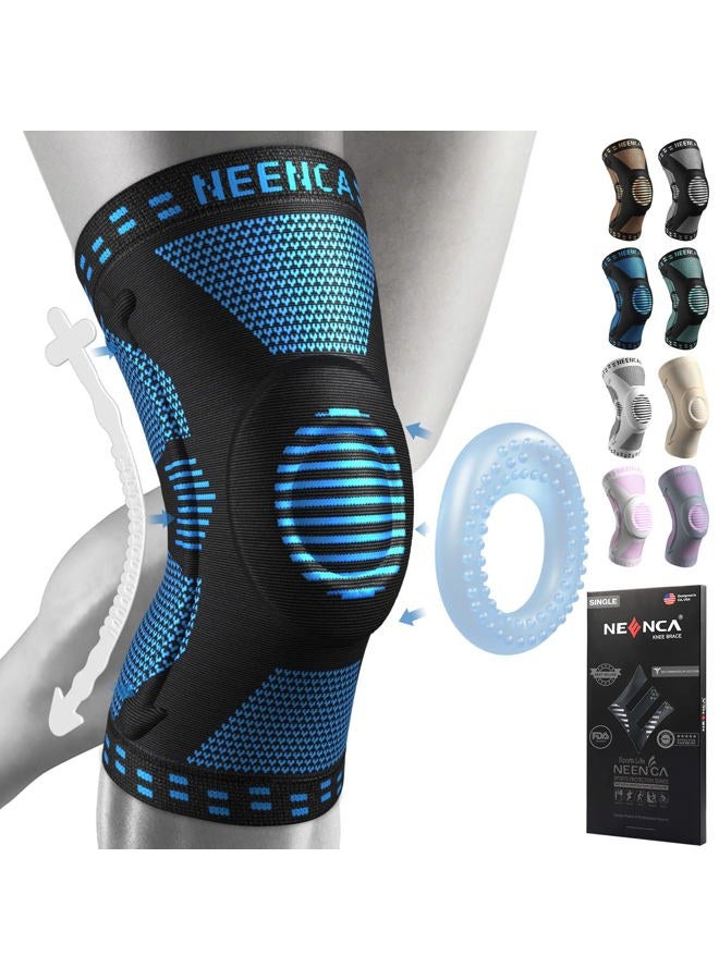 NEENCA Professional Knee Brace,Knee Compression Sleeve Support for Men Women with Patella Gel Pads & Side Stabilizers,Medical Grade Knee Protector for Running,Meniscus Tear,Arthritis,Joint Pain Relief - Image 1