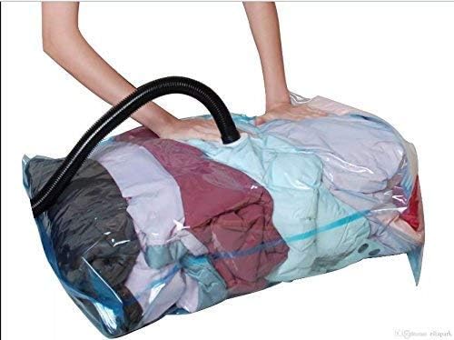 POPLEY Cloth Storage Vacuum Bag storage packing Space Saver Bags with Hand Pump Reusable Compression Sealer for Home Travel Quilts Compact For Air Tight Seal Moving Set of 1 60 80 - Image 2