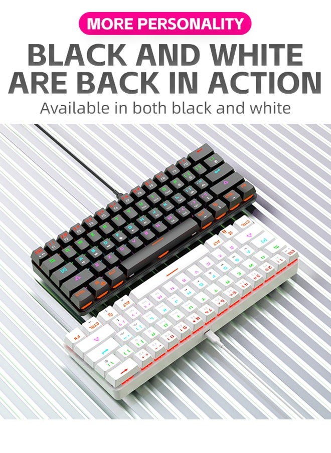 FLOWING - 61 Keys Wired Mechanical Gaming Keyboard English Arabic Small Mechanical Keyboard Green Axis RGB Backlit - Image 1