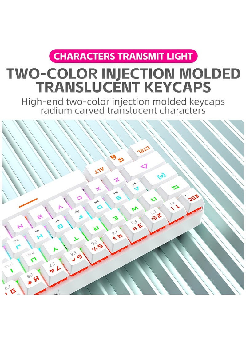 FLOWING - 61 Keys Wired Mechanical Gaming Keyboard English Arabic Small Mechanical Keyboard Green Axis RGB Backlit - Image 1
