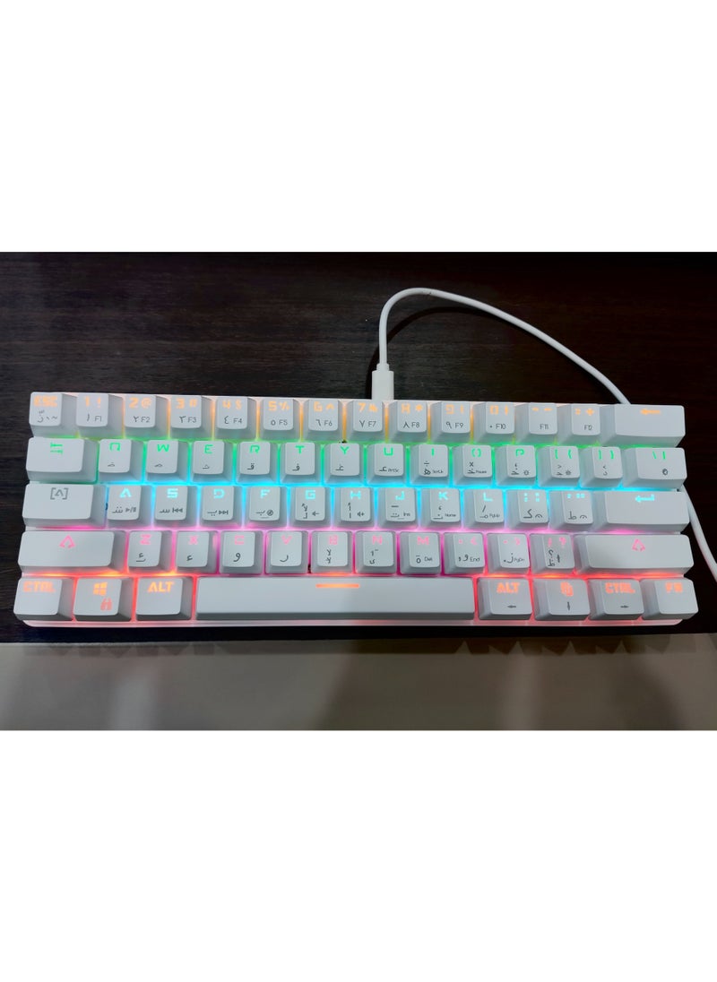 FLOWING - 61 Keys Wired Mechanical Gaming Keyboard English Arabic Small Mechanical Keyboard Green Axis RGB Backlit - Image 1