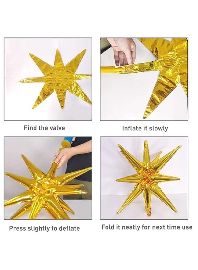 بوكسوودس مجموعة قوس بالون باللونين الأزرق الداكن والذهبي مع قصاصات ورق على شكل نجمة ثلاثية الأبعاد لديكور رمضان - Image 3