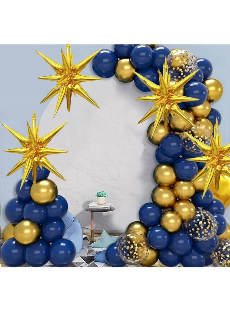 بوكسوودس مجموعة قوس بالون باللونين الأزرق الداكن والذهبي مع قصاصات ورق على شكل نجمة ثلاثية الأبعاد لديكور رمضان - Image 1
