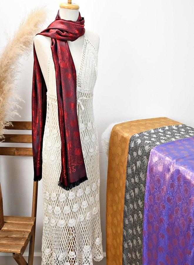AeraVida Elegantly Stunning Hand-Woven Silk Elephant Scarf or Shawl (Red and Black) - Image 2