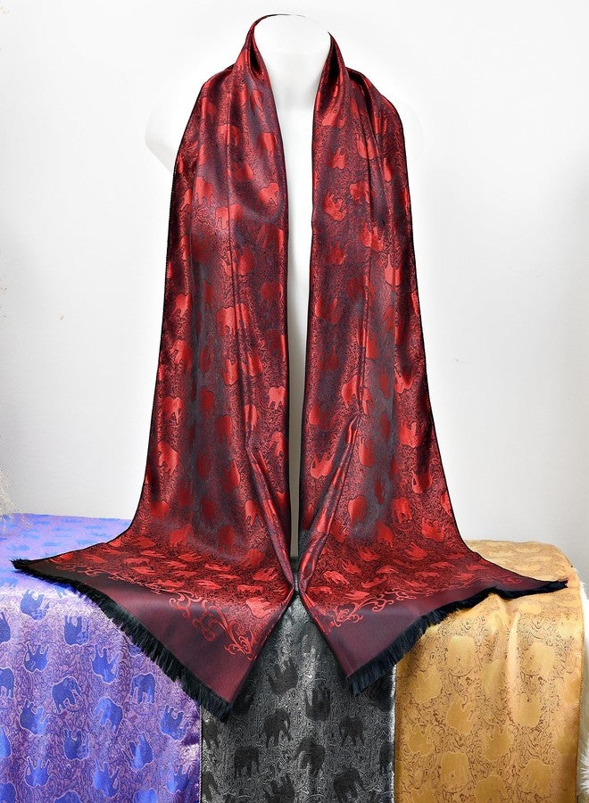 AeraVida Elegantly Stunning Hand-Woven Silk Elephant Scarf or Shawl (Red and Black) - Image 3