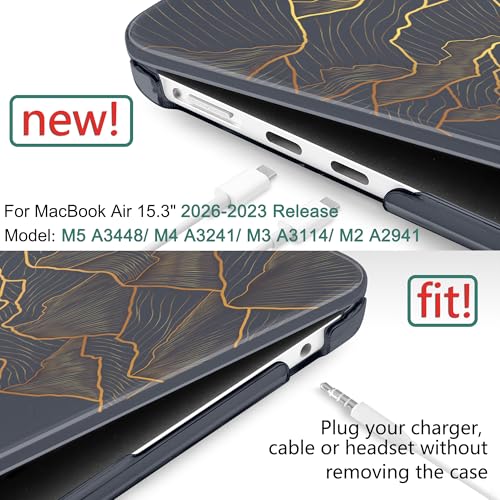 DONGKE Compatible with M5 MacBook Air 15 inch Case 2026 20252023 A3448 A3241 A3114 A2941 M4 M3 M2 Liquid Retina Display Touch ID Protective Hard Shell Cover Keyboard Skin Abstract Mountain - Image 3