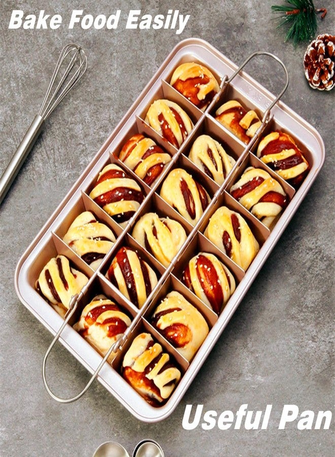 DWWTKL Nonstick Brownie Pan with Dividers and Removable Bottom Loaf Mold Cake Cookies Bread Cupcake Muffin Lasagna Heavy Duty Baking Trays 12.44 * 7.95 * 1.53 In - Image 3
