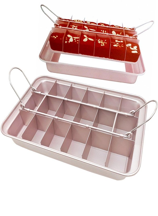 DWWTKL Nonstick Brownie Pan with Dividers and Removable Bottom Loaf Mold Cake Cookies Bread Cupcake Muffin Lasagna Heavy Duty Baking Trays 12.44 * 7.95 * 1.53 In - Image 1