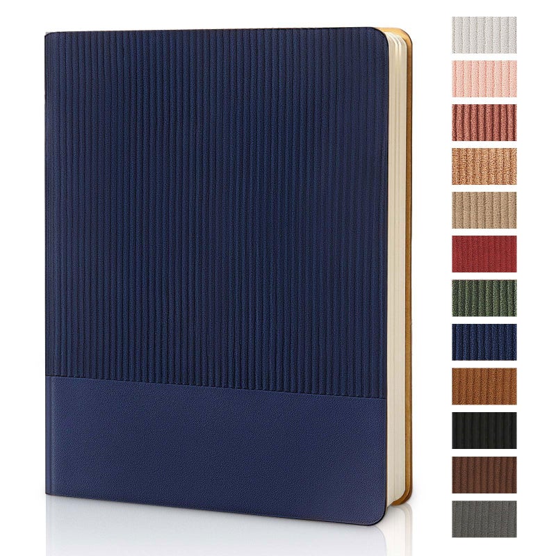 TSFPapier Lined Journal Notebook for Work College Ruled Note Book 7.2"x9.6" B5 PU Leather Daily Journaling 160 Pages for Women Men Writing Home School Supplies Business (Dark Blue) - Image 1