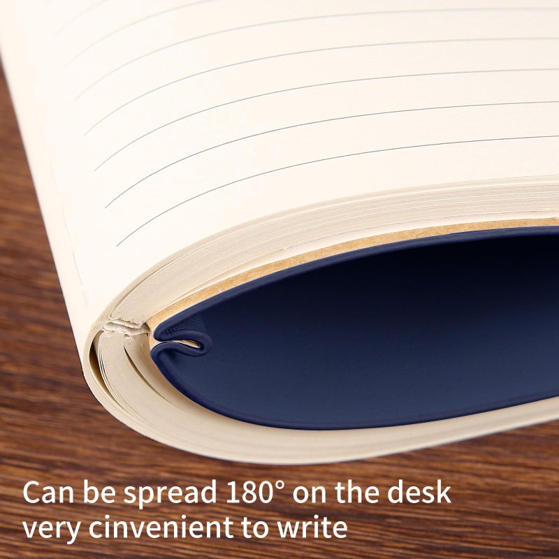 TSFPapier Lined Journal Notebook for Work College Ruled Note Book 7.2"x9.6" B5 PU Leather Daily Journaling 160 Pages for Women Men Writing Home School Supplies Business (Dark Blue) - Image 5