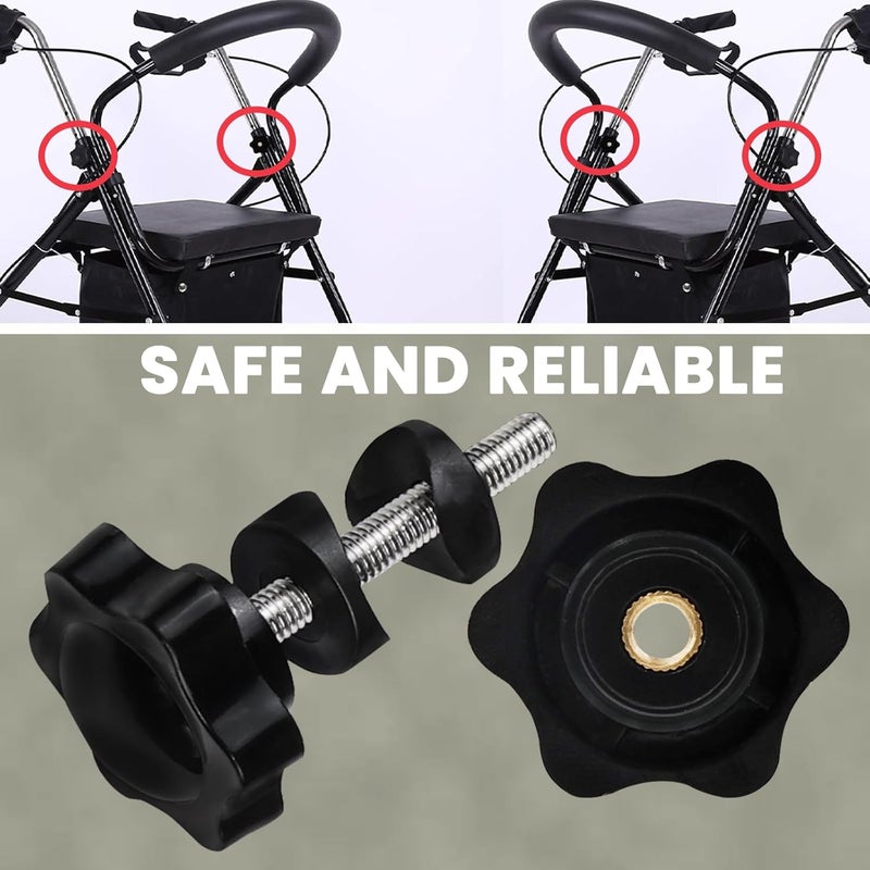 Cranviech 2 Pack Replacement Arm Adjustment Knobs for Rollators Walker Replacement Parts, Rollator Walker Replacement Knobs for Adjustable Height Arm Track Bolt Set T Track Bolts Compatible with Vive Mobility - Image 5