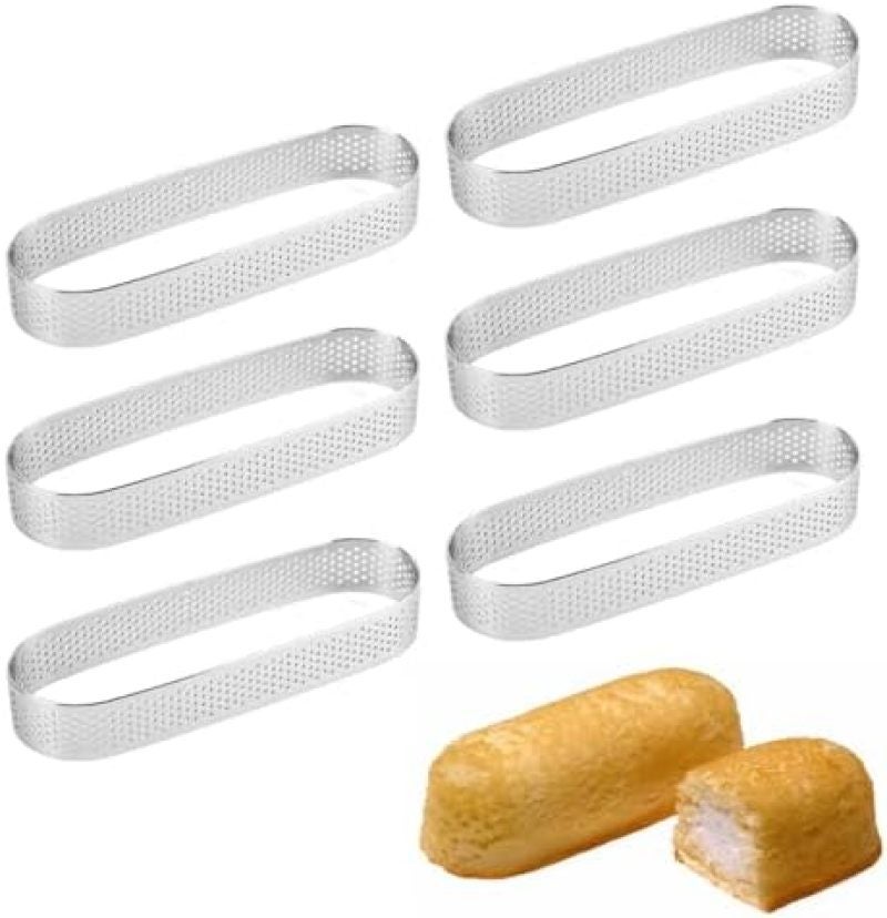 304 stainless steel oval cake ring mold 6-piece set 13 cm baking perforated tart shell cutting anti-stick tool - Image 1