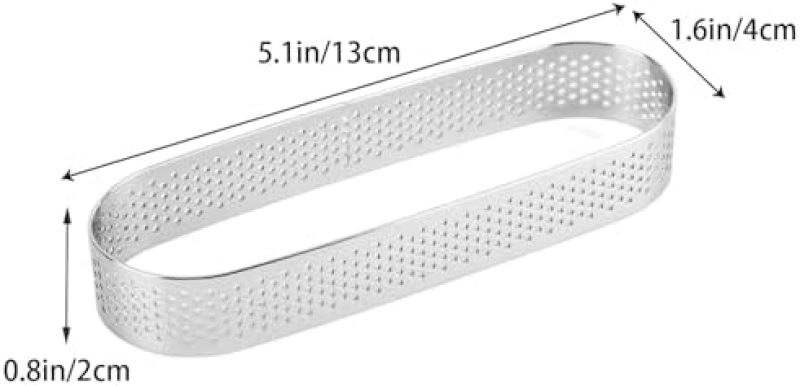 304 stainless steel oval cake ring mold 6-piece set 13 cm baking perforated tart shell cutting anti-stick tool - Image 4