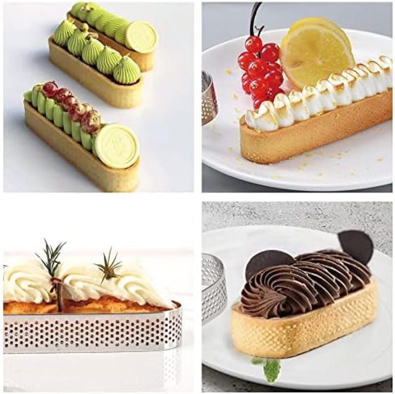 304 stainless steel oval cake ring mold 6-piece set 13 cm baking perforated tart shell cutting anti-stick tool - Image 5