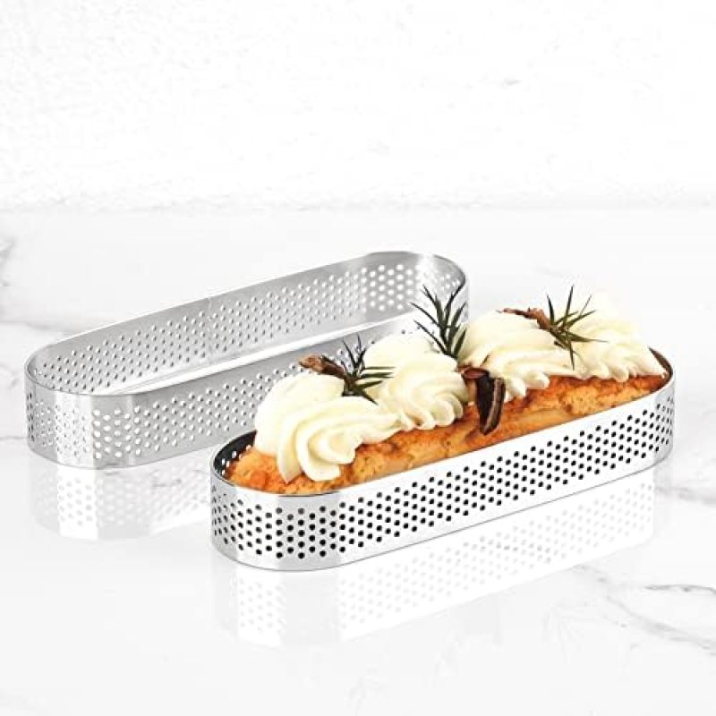 304 stainless steel oval cake ring mold 6-piece set 13 cm baking perforated tart shell cutting anti-stick tool - Image 2
