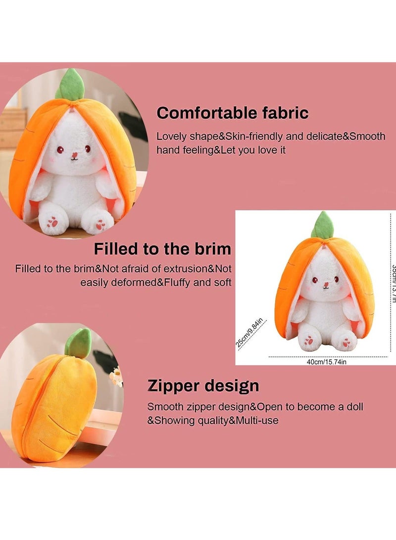 Strawberry Bunny Plush Toys, Rabbit Muppet Toys, Strawberry Bunny Transformed into Little Rabbit Fruit Doll Plush Toy Carrot Rabbit Plush Doll Girl for Kids (Strawberry Rabbit, 18cm) - Image 4