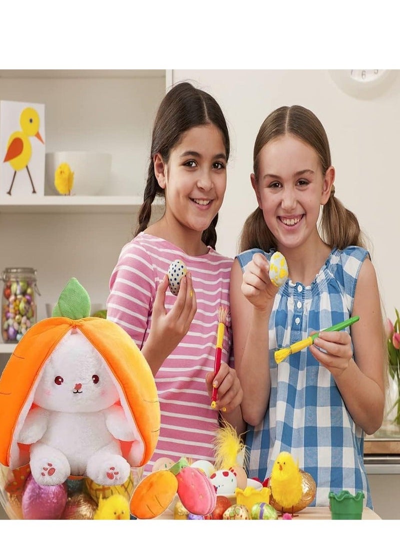 Strawberry Bunny Plush Toys, Rabbit Muppet Toys, Strawberry Bunny Transformed into Little Rabbit Fruit Doll Plush Toy Carrot Rabbit Plush Doll Girl for Kids (Strawberry Rabbit, 18cm) - Image 3