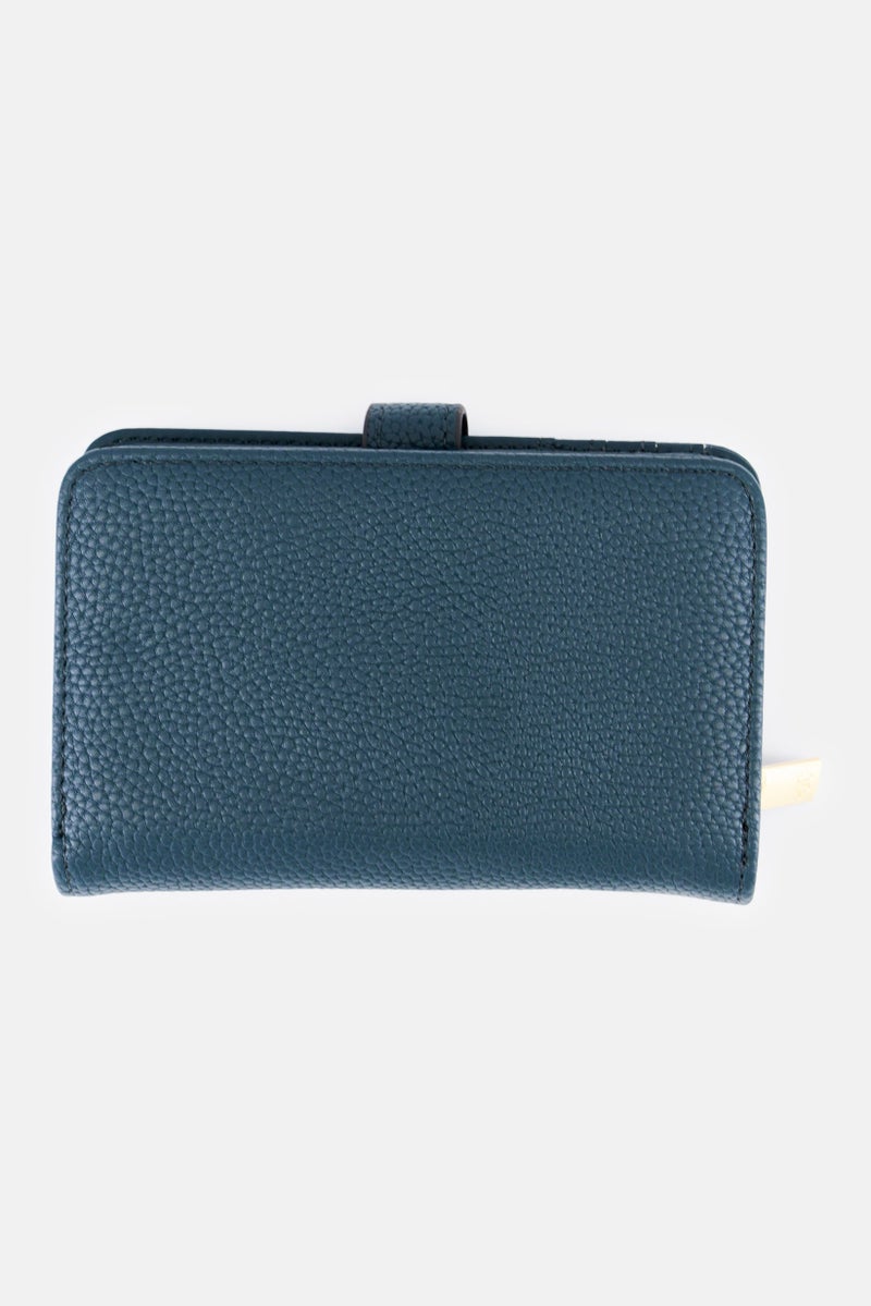 ADRIENNE VITTADINI Women Leather Brand Logo Wallets, Marine Blue - Image 2
