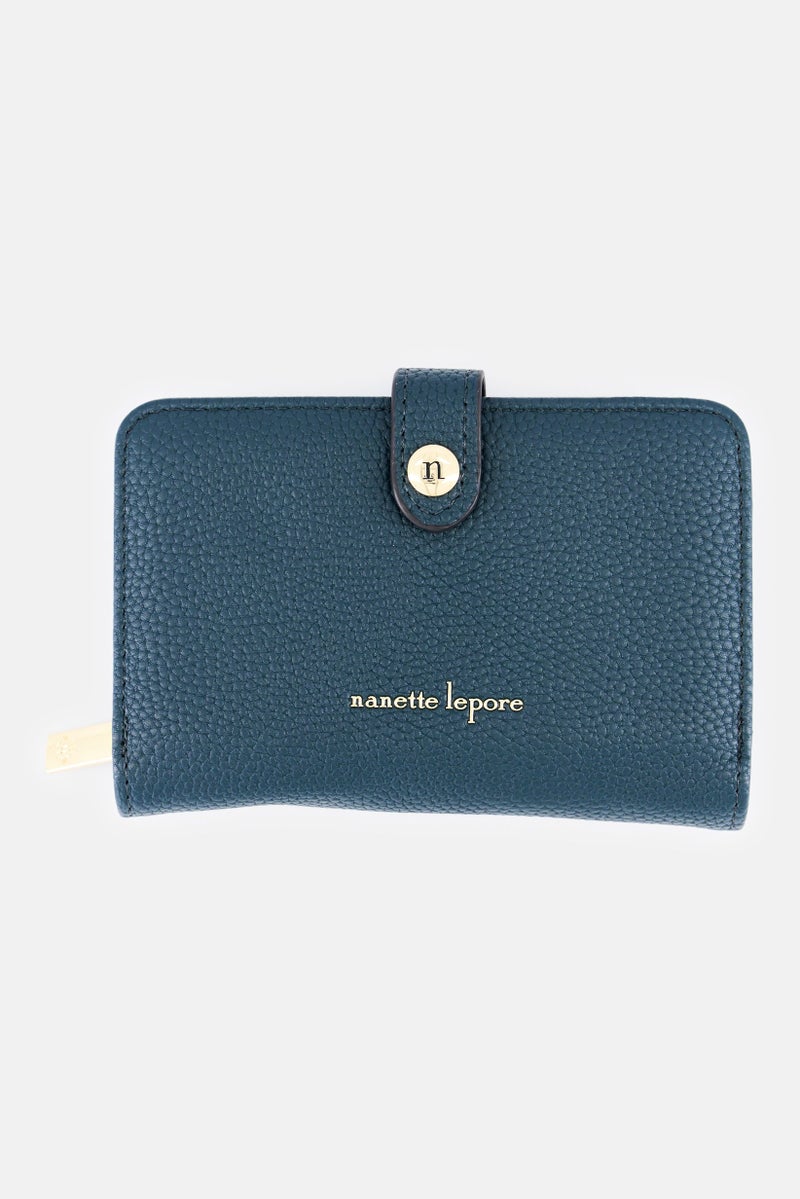 ADRIENNE VITTADINI Women Leather Brand Logo Wallets, Marine Blue - Image 1