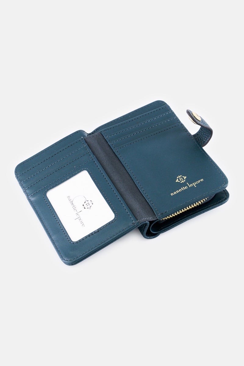 ADRIENNE VITTADINI Women Leather Brand Logo Wallets, Marine Blue - Image 3