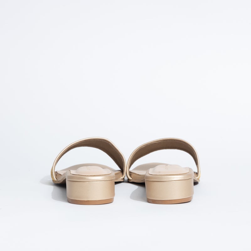 Crystalicious Marigold Handcrafted Low Block Flat Sandals | Zari Ribbon, Comfort Casual Slip-On Sandal - Image 5