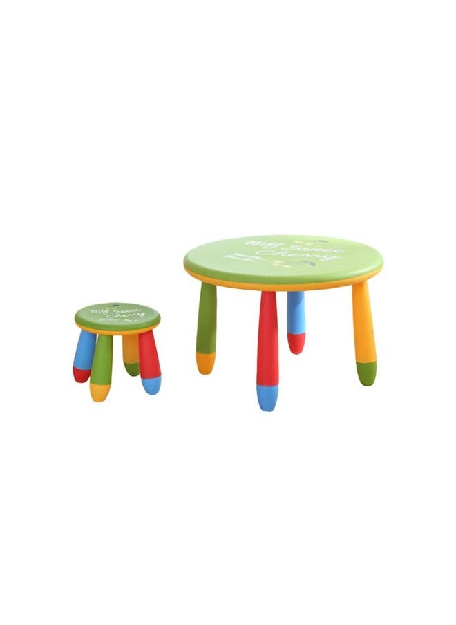 XIANGYU 2-Piece Kids Furniture Colorful Plastic Cartoon Round Table And Chair Set  - Image 1