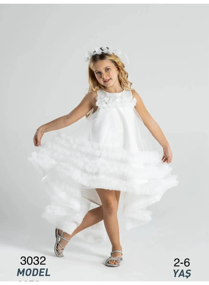 فيا بامبينو Floral High-Low Tulle White Dress