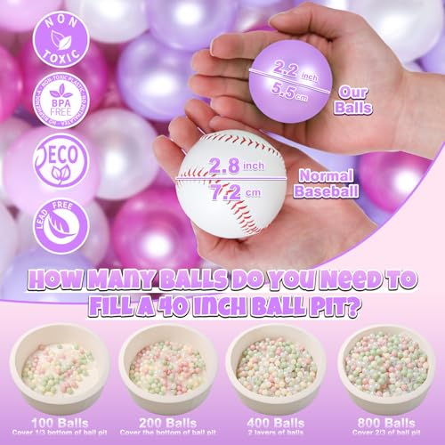 GOGOSO Ball Pits Balls Toddlers 50 100 200 500 Plastics Shape Ball Non-Phthalate Non-BPA Non-Toxic 2.2-Inch Crush Proof Play Balls, 5Colors for Mermaid Party,50pcs Balls - Image 3