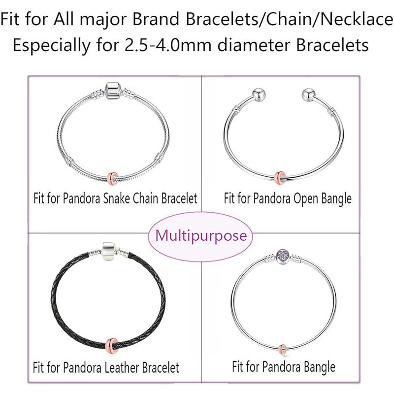 LAMOONY Clip Stopper Charms Sterling Silver Rondelle Spacer Bead Charm Stopper Charm for Pandora Charm Bracelets - Image 3