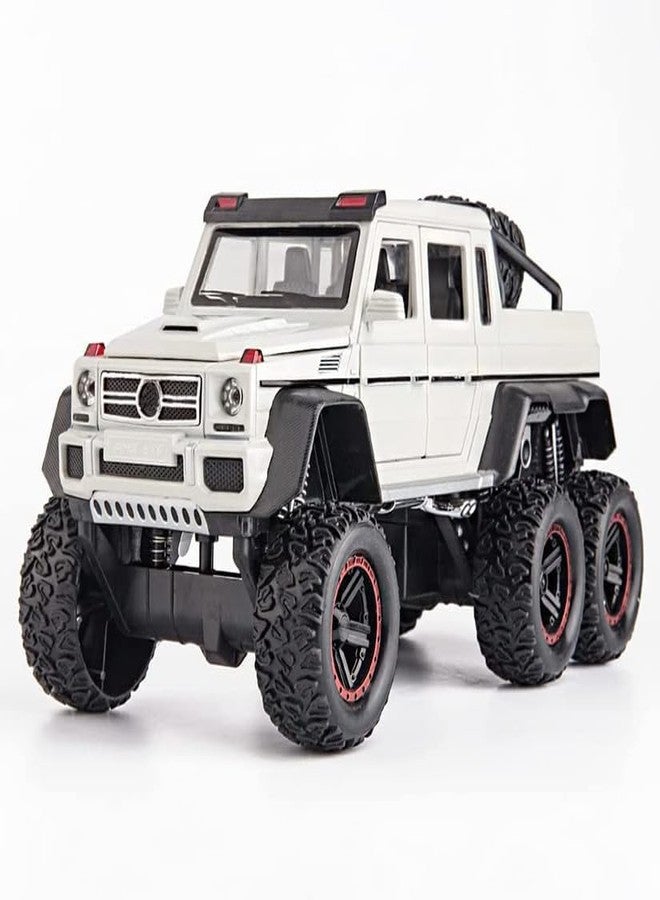 سيارة DUWOL الجديدة من نوع AMG 6x6 بمقياس 1:24 مصنوعة من سبيكة معدنية مصبوبة، تعمل بنظام السحب للخلف، مزودة بأبواب قابلة للفتح وموسيقى وأصوات وأضواء، لعبة سيارة للأطفال الأولاد (أبيض) - Image 1