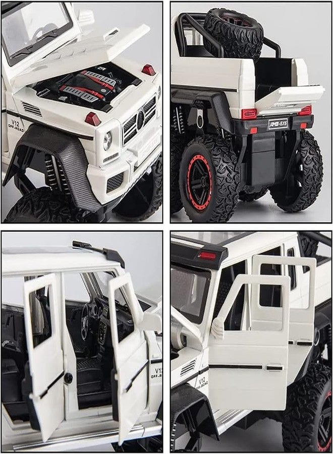 سيارة DUWOL الجديدة من نوع AMG 6x6 بمقياس 1:24 مصنوعة من سبيكة معدنية مصبوبة، تعمل بنظام السحب للخلف، مزودة بأبواب قابلة للفتح وموسيقى وأصوات وأضواء، لعبة سيارة للأطفال الأولاد (أبيض) - Image 3