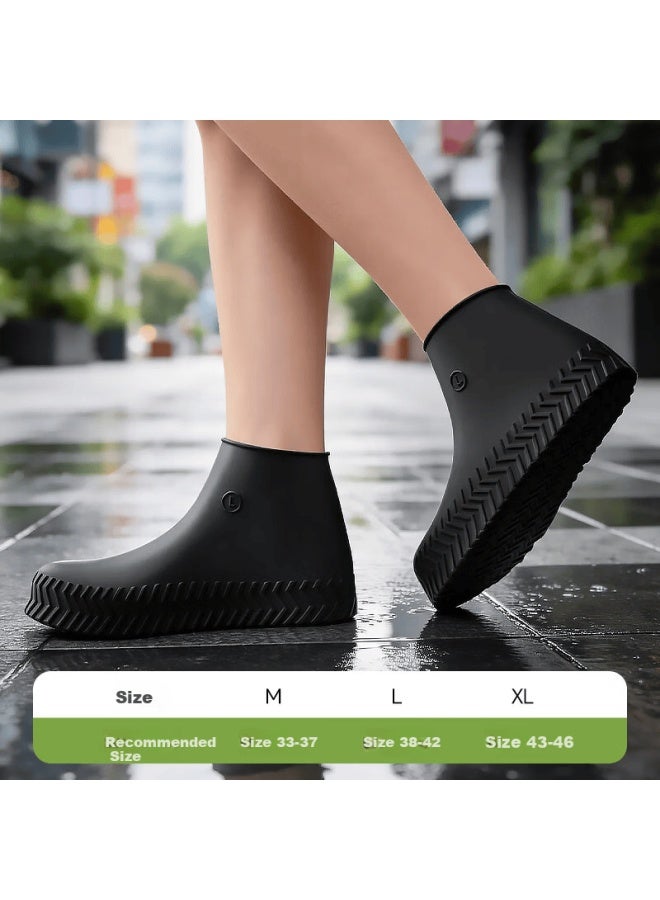 Bwnk Adult Silicone Rain Shoe Covers Waterproof Non-slip Wear-resistant Portable Rain Boots Black Size L - Image 1