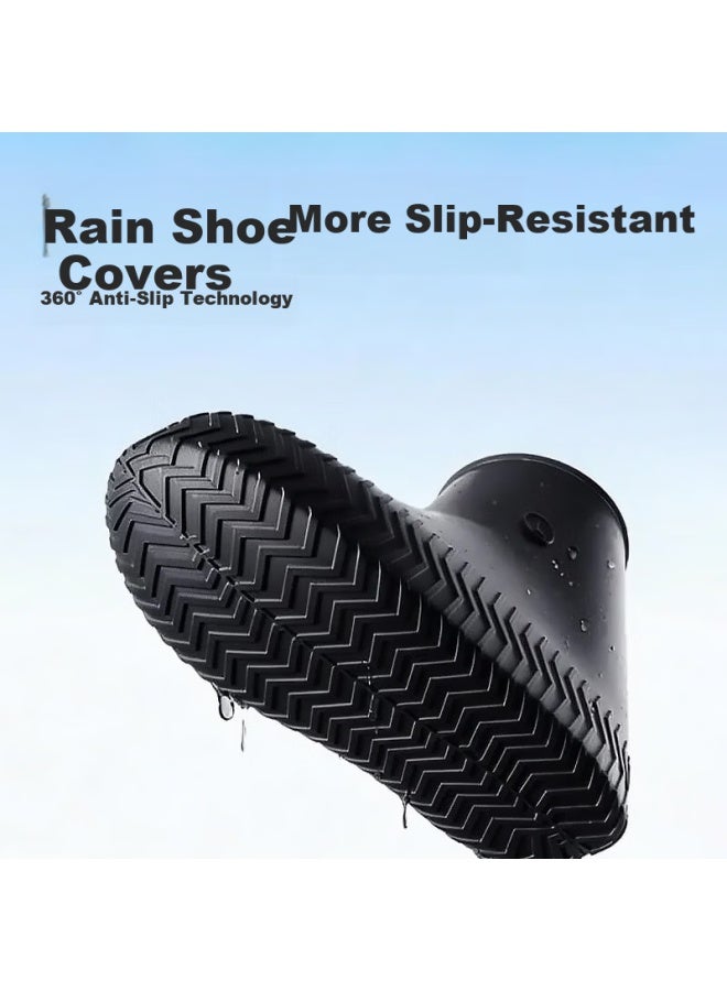 Bwnk Adult Silicone Rain Shoe Covers Waterproof Non-slip Wear-resistant Portable Rain Boots Black Size L - Image 2