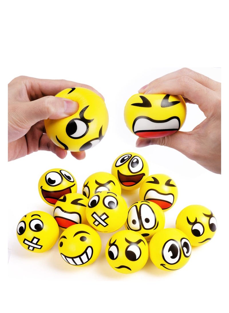 SYOSI Funny Face Squeeze Stress Balls, 12pcs Stress Relief Ball, Sensory Stress Ball for Kids and Adults, Hand Exercise Stress Relief Balls, Squeeze Toys for Anxiety, Fidget, Tension, Manage Anger - Image 1