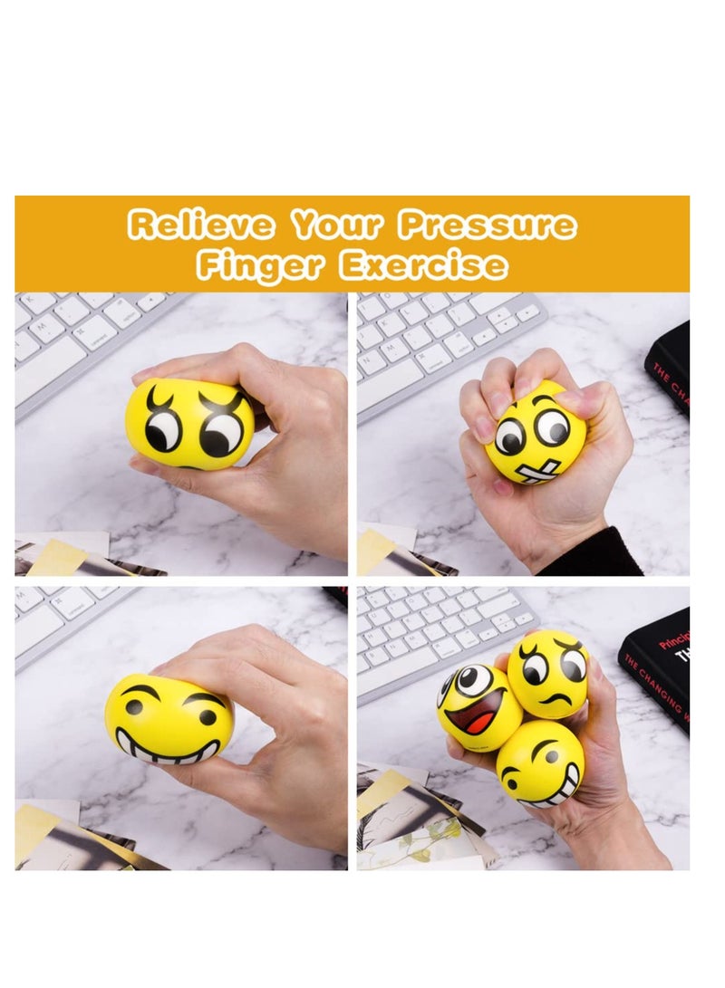 SYOSI Funny Face Squeeze Stress Balls, 12pcs Stress Relief Ball, Sensory Stress Ball for Kids and Adults, Hand Exercise Stress Relief Balls, Squeeze Toys for Anxiety, Fidget, Tension, Manage Anger - Image 3