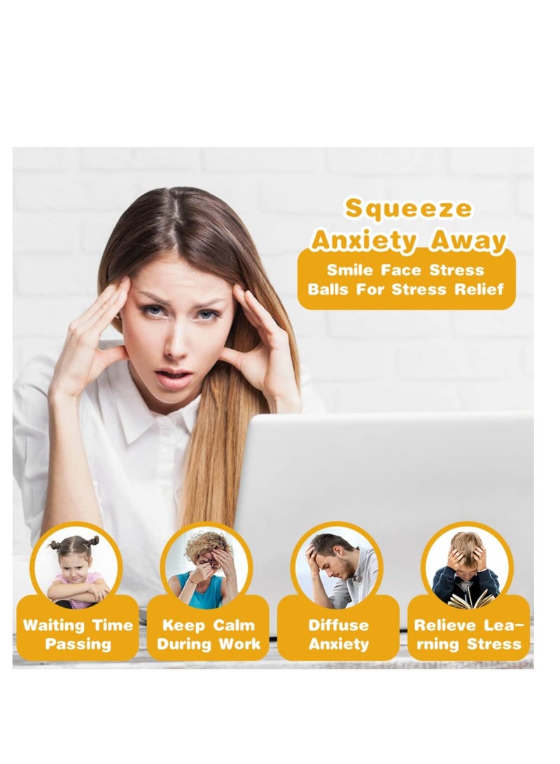 SYOSI Funny Face Squeeze Stress Balls, 12pcs Stress Relief Ball, Sensory Stress Ball for Kids and Adults, Hand Exercise Stress Relief Balls, Squeeze Toys for Anxiety, Fidget, Tension, Manage Anger - Image 4