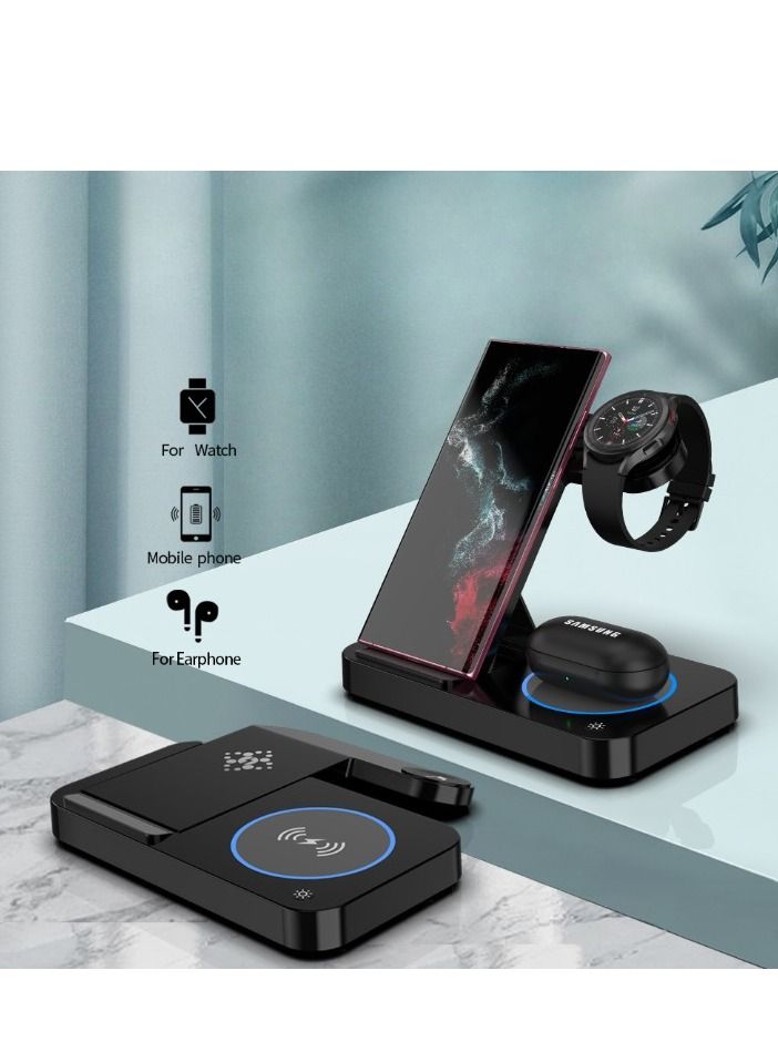 AROAQ Foldable 3 In 1 Wireless Charger Universal For All QI Mobile Phones 15W Fast Charge For Samsung Watches - Image 1