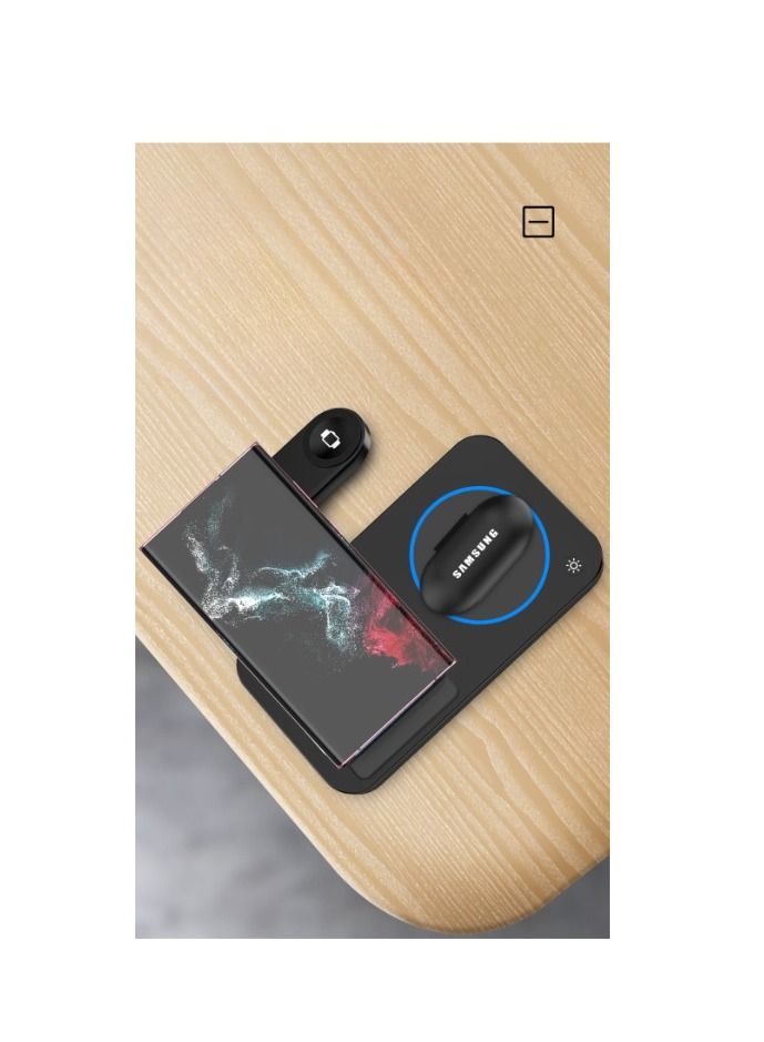 AROAQ Foldable 3 In 1 Wireless Charger Universal For All QI Mobile Phones 15W Fast Charge For Samsung Watches - Image 2