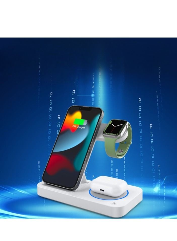 AROAQ Foldable 3 In 1 Wireless Charger Universal For All QI Mobile Phones 15W Fast Charge For Samsung Watches - Image 3