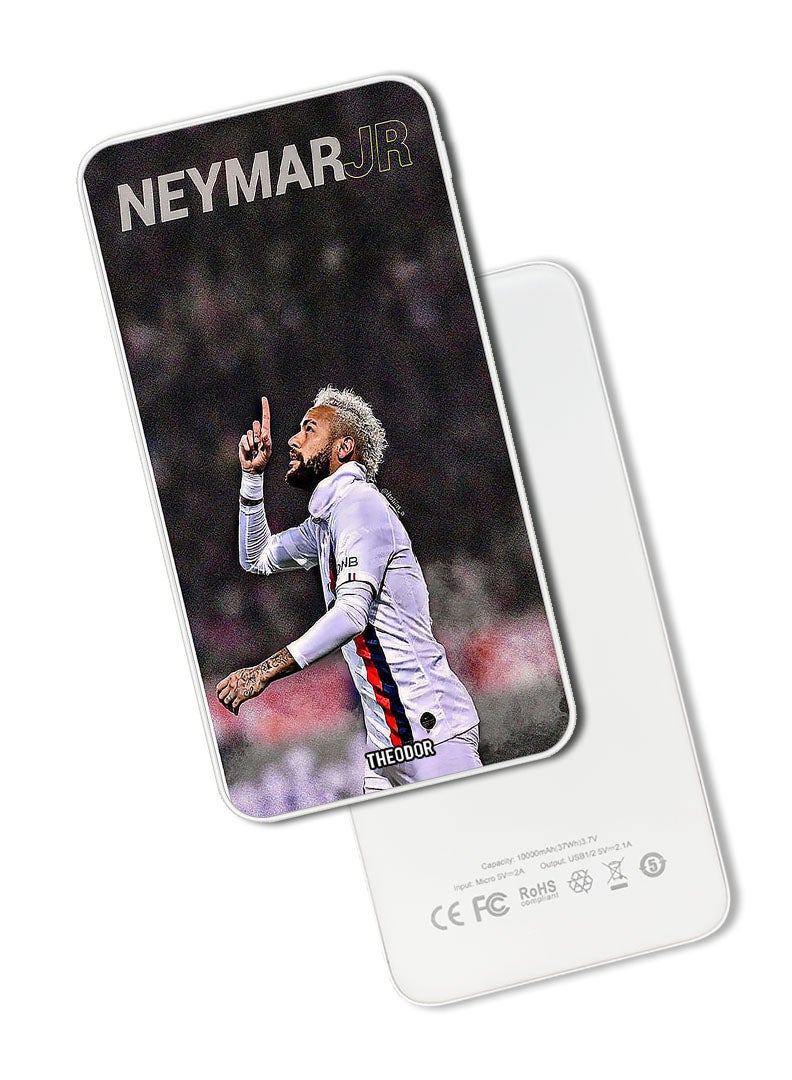 Theodor 10,000 mAh Super Fast Charging Ultra Compact Power Bank with Quick Charge & Power Delivery, Portable Charger For iPhone and Android Neymar Jr - Image 1
