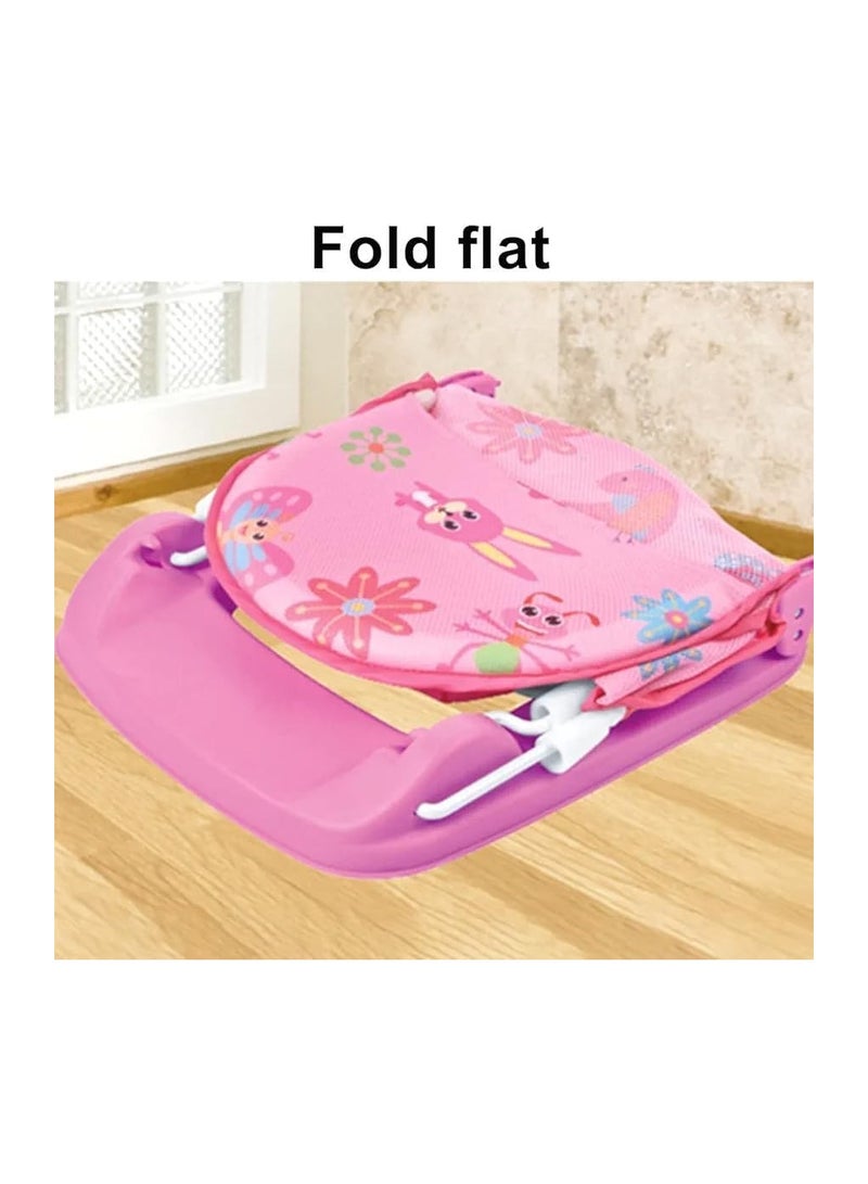 Tiibaby Baby Bath Chair, 3-in-1 Reclining Seat with Soft Mesh, Pink Floral Design, Foldable, 60 x 33 x 35 cm  - Image 3