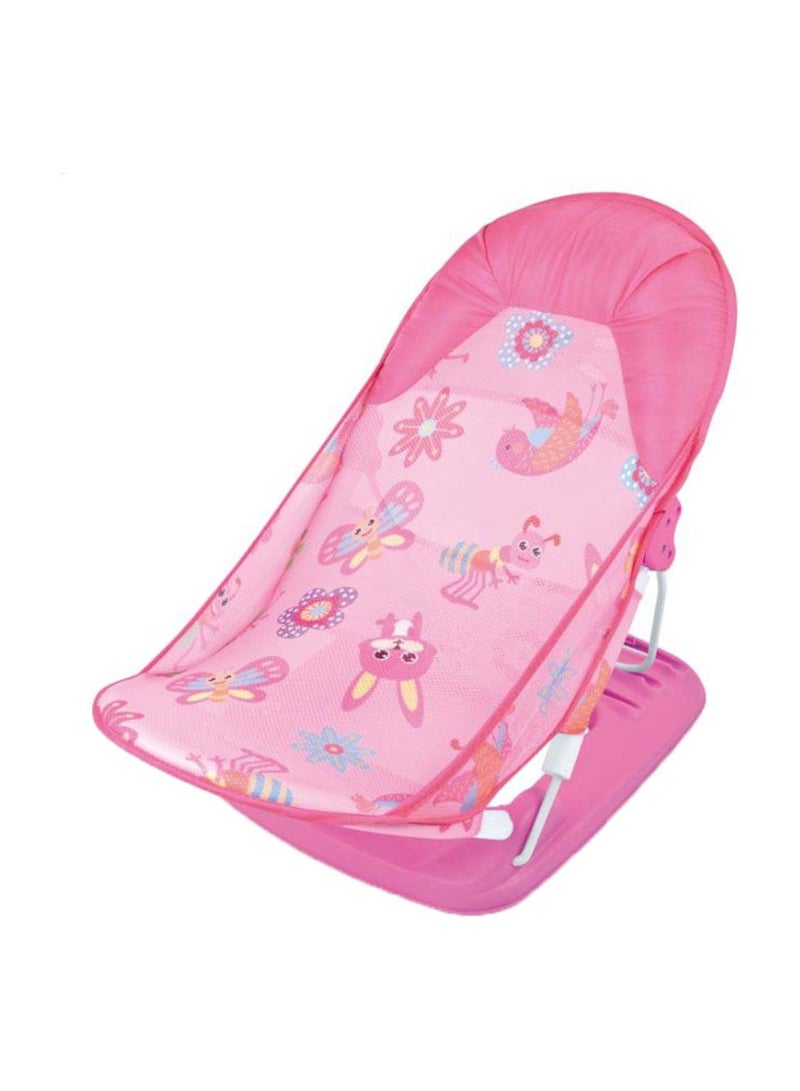 Tiibaby Baby Bath Chair, 3-in-1 Reclining Seat with Soft Mesh, Pink Floral Design, Foldable, 60 x 33 x 35 cm  - Image 1