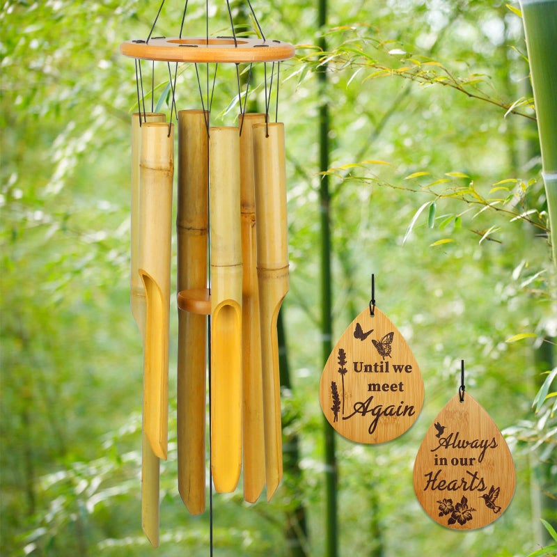 Afirst Bamboo Wind Chimes 375 Wooden Wind Chimes for Outside Memorial Sympathy Gift for Loss of Mother Memory of Loss of Love Onefor Garden Patio Home or Outdoor Decor