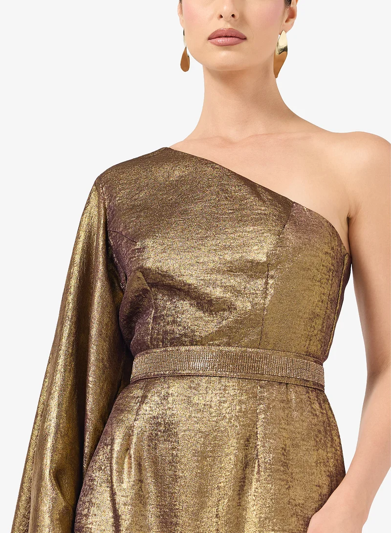 Khizana Shift Dress With Statement Drape